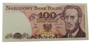 Старая польская коллекционная банкнота 100 зл 1986