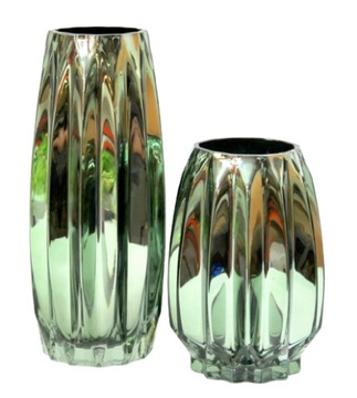 Стеклянная ваза в рубчик h 20 см-бутылочный зеленый