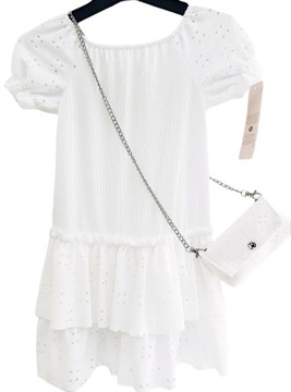 Платье девушки 134-140 элегантное для причастия свадьбы белого цвета экрю