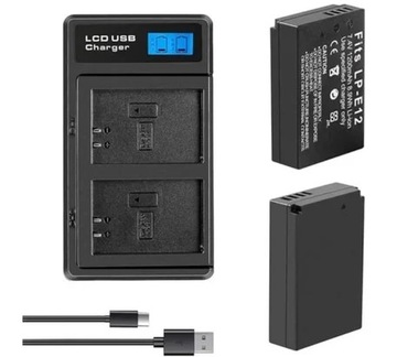 SLODA LP-E12 USB C 2 батареї і зарядний пристрій для Canon 120mAh