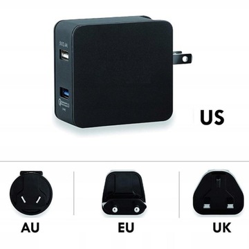 Зарядний пристрій 2xUSB + адаптери UK / EU / AU
