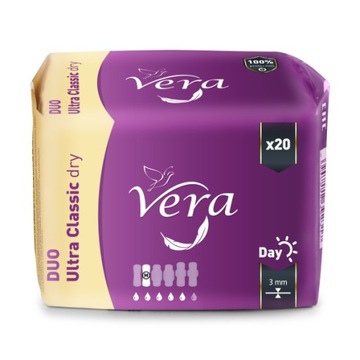 Гигиенические салфетки Vera Ultra CLASSIC Dry Duo Day без крыльев 20 шт.