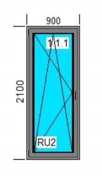 Окна ПВХ 900x2100 RU снаружи антрацит, слева