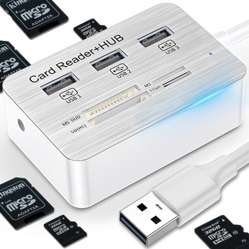 USB РАЗВЕТВИТЕЛЬ КОНЦЕНТРАТОР КАРДРИДЕР АДАПТЕР SD MICRO