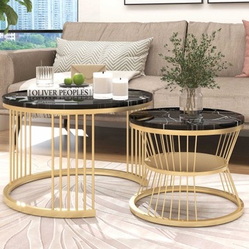 Набор круглых столиков Loft Marble Gold