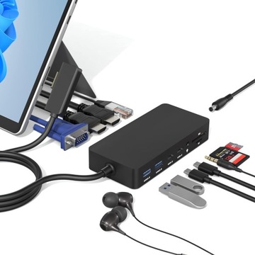 Док-станция 12в1 HDMI VGA USB 3.0 USB-C SD расширительная док-станция