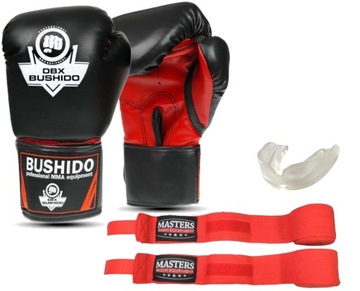 Боксерский набор: боксерские перчатки 14 унций + обертывания, бинты 5 м + челюсть для зубов