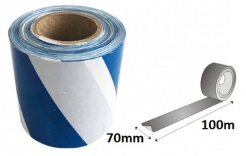 Предупреждающая лента 70 мм / 100 м бело-голубая 7 см