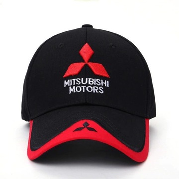 Чорна кепка Mitsubishi з вишитим логотипом MMC