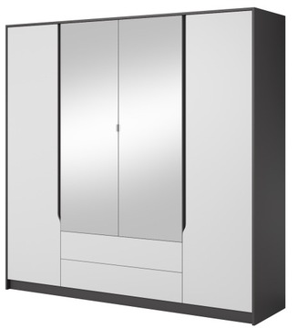 Шкаф SEGA 2 ящика зеркало-белый / серый графит