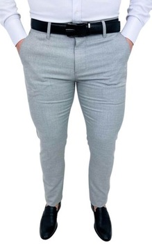 Серый хлопок элегантный тонкий брюки 6545 - 34