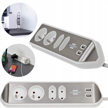 КУТОВА ПЛАНКА НАСТІЛЬНА МЕБЛЕВА РОЗЕТКА USB 3.1 A КУТОВА РОЗЕТКА 4 РОЗЕТКИ