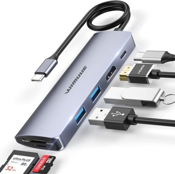 6в1 концентратор адаптер USB-C HDMI SD / TF USB 3.0 MacBook