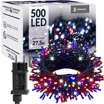 Рождественская елка 500LED наружная 27,5 м многоцветная вспышка гирлянда для электричества