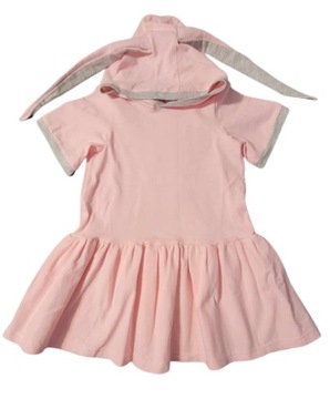 Платье розовый короткий рукав с ушками хлопок р. 110