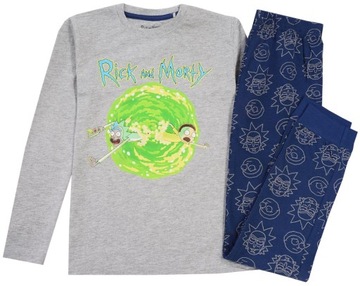 Пижама для мальчиков пижама с длинными рукавами хлопок Рик и Морти серый 140 R324A