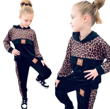 Велюровый спортивный костюм для девочек с леопардовым принтом ласточки 140