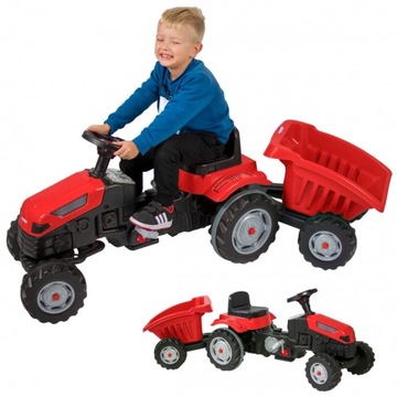 Педальный трактор фермер с прицепом тихие колеса регулируемое сиденье