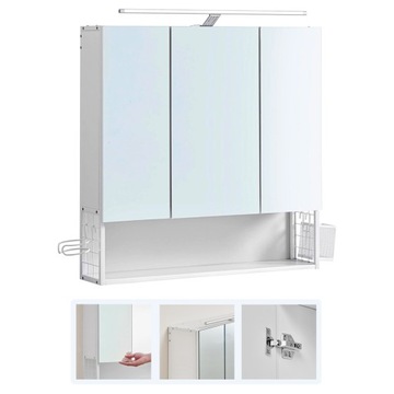 Шкаф для ванной комнаты с подсветкой 14,5 x 70 x 70 см белый с зеркалом