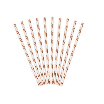 10шт ROSEGOLD полосатые бумажные соломинки