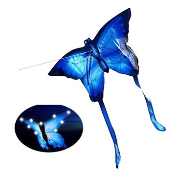 Повітряний змій XXL метелик синій світиться світлодіодний 150 см