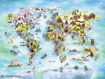 Детская карта мира фотообои 2, 75x2, 13m