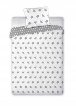 Молодежное постельное белье бело-серое со звездами 160X200