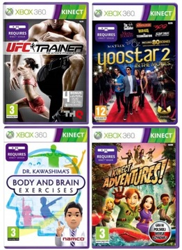Комплект Kinect UFC Trainer / Yoostar / Kawashima / пригоди XBOX 360 4-ігри
