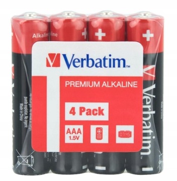 4X батарейки AAA LR03 R03 Verbatim пленка