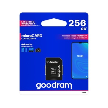 Goodram карта памяти microSD 256 ГБ Class 10 UHS-и SD-адаптер