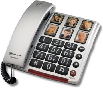 Провідний телефон Amplicomms BIGTel 40 Plus, великі кнопки срібло 906498