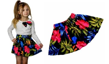 Цветная юбка с цветочным принтом на резинке + бант бесплатно 122/128 7-8 лет