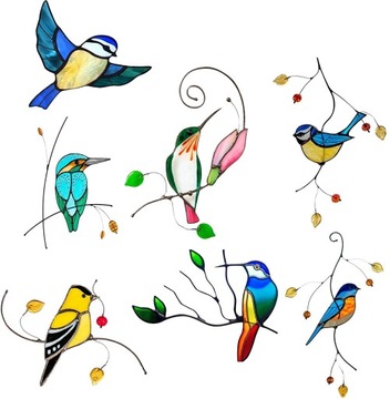 7 шт 3D птицы витражные наклейки украшения