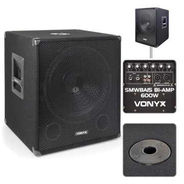 Активный сабвуфер 15" Bi-Amp 300w +2x 150w vonyx концертный мобильный DJ