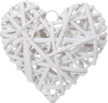 Плетеное сердце для подвешивания белый выпуклый 25 см