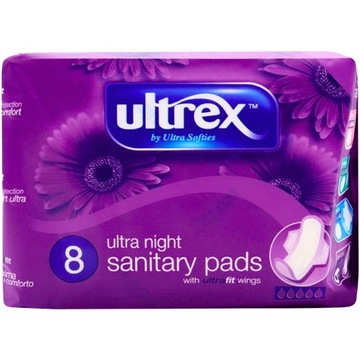 Гигиенические прокладки с крылышками Ultrex Ultra Night Absorbent для ночного 8pcs