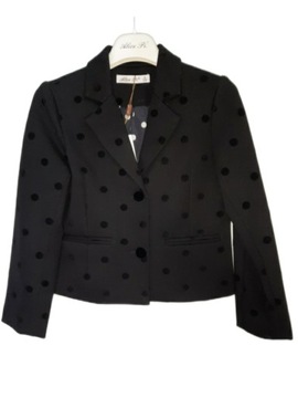 Алиса ПИ-пальто черный в черный горошек 128