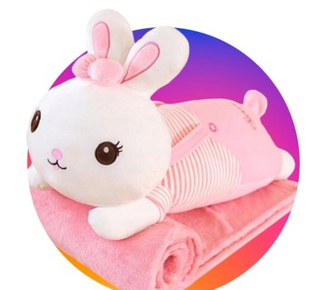 Талисман большой 3в1 подушка с одеялом кролик XXL розовый