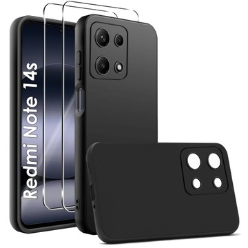Чехол для Xiaomi Redmi Note 14s мягкий матовый силиконовый чехол + 2X стекло