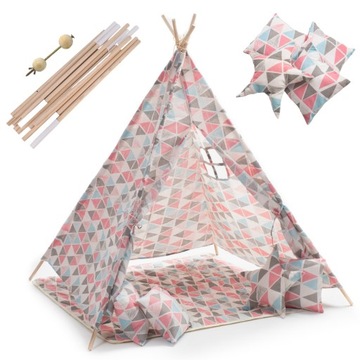 Вигвам детская палатка индийский розовый треугольники