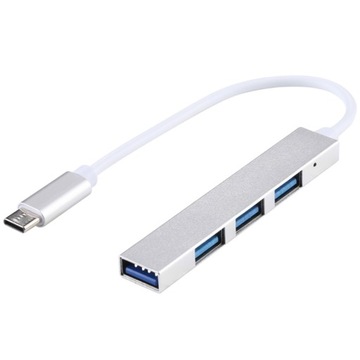 4 x USB 3.0 до USB-C / Type-C концентратор срібло