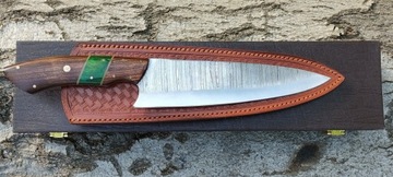 Ручний кований Дамаський кухонний ніж з унікальним дизайном для лез + піхви