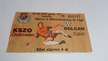 старый билет KSZO Островец-DOLCAN Zabki 29.03.97