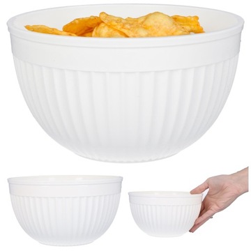 Пластиковая кухонная миска 2л белый салат чипсы гриль фрукты Ø18, 5 см