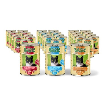 Влажный корм для кошек BASIC MIX 3 вкусов 30x415g