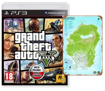 Grand Theft Auto 5 gta v PS3 по-польськи + карта