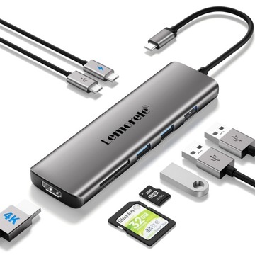 Концентратор USB 8 в 1 4K HDMI USB 3.0 100 Вт источник питания