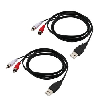 2x 1,5 м USB A Male to 2x Rca Phono Male AV кабель