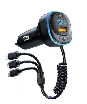 Автомобильный FM-передатчик BLUETOOTH 5.0 зарядное устройство 3в1 USB-C MICRO LIGHTNING