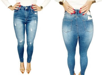 Жіночі яскраві джинсові штани з високою талією пуш-ап